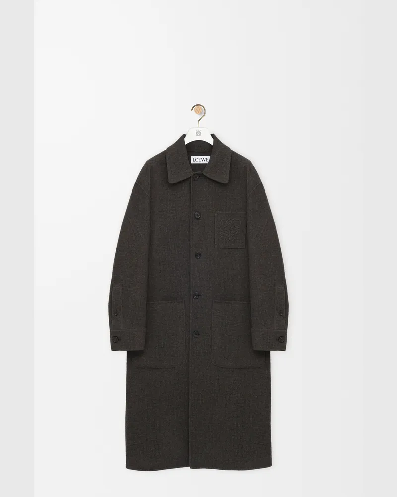 Loewe Coat In Wool And Silk Size Hombre Khaki