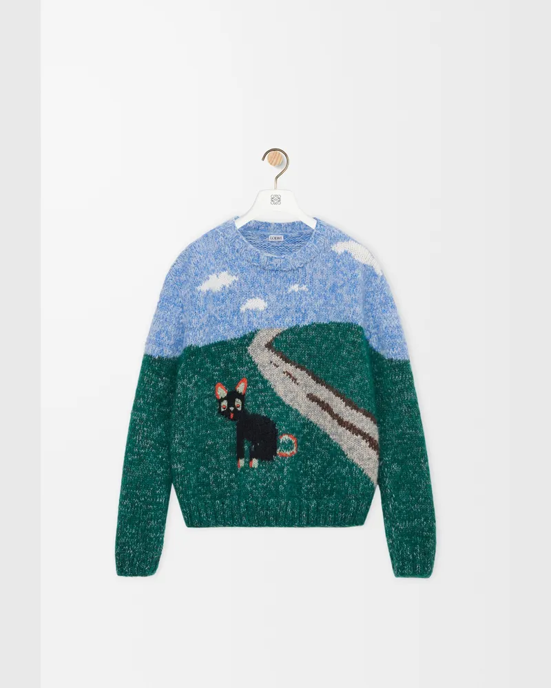 Loewe Sweater In Wool And Mohair Size Mujer Blue