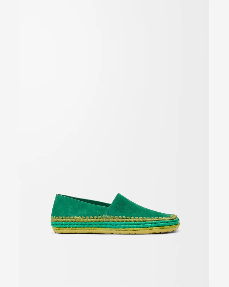 Loewe Rio Slipper In Suede And Raffia Size Hombre Green