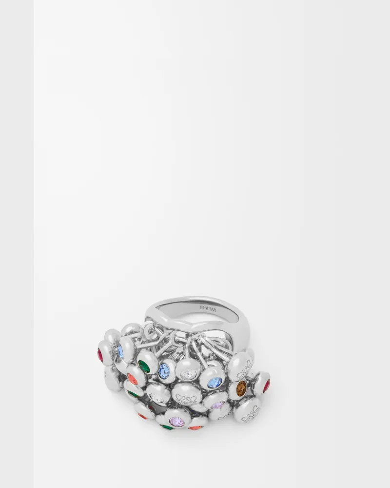 Loewe Push Pin Ring In Sterling Silver And Crystals Size Mujer Silver