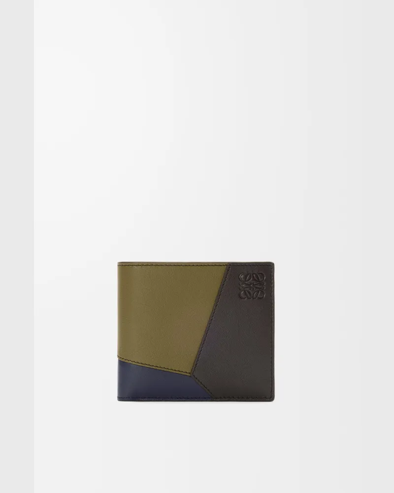 Loewe Puzzle Bifold Coin Wallet In Leather skin Hombre Olive