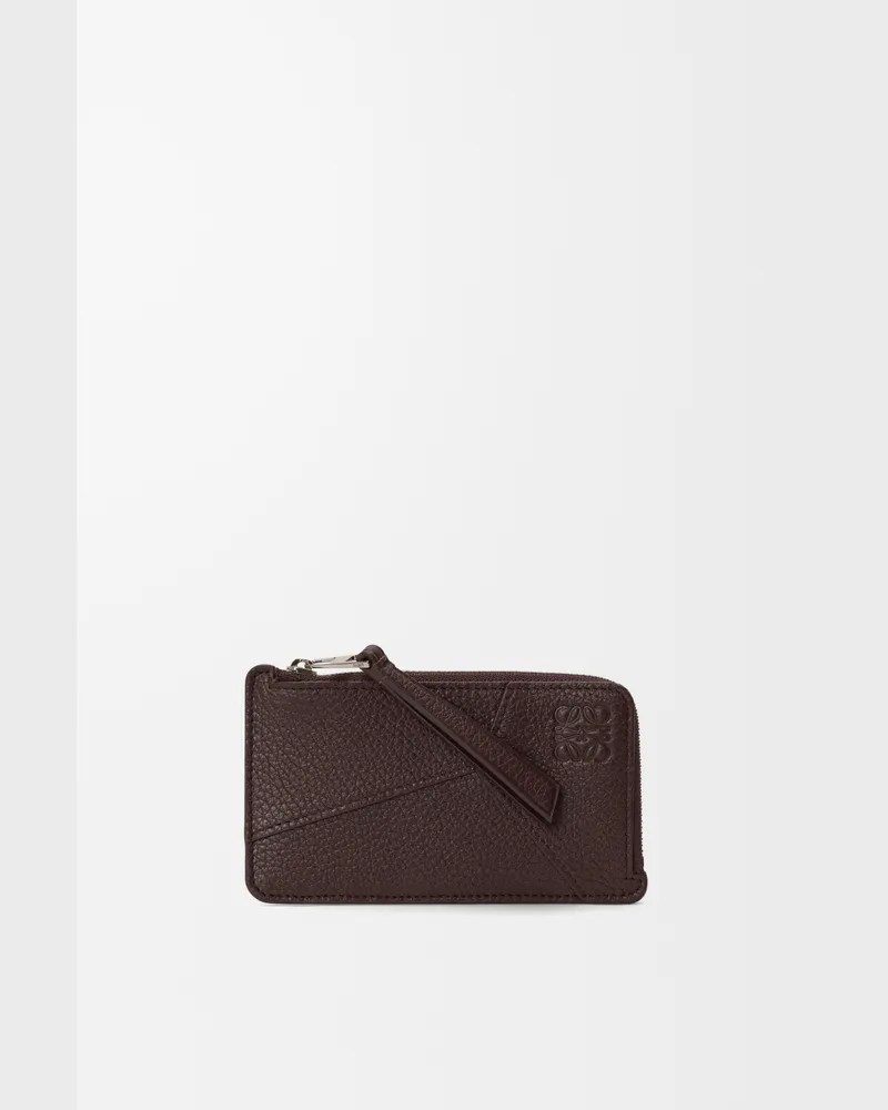 Loewe Puzzle Coin Cardholder In Supple Grained Leather skin Hombre Chocolate