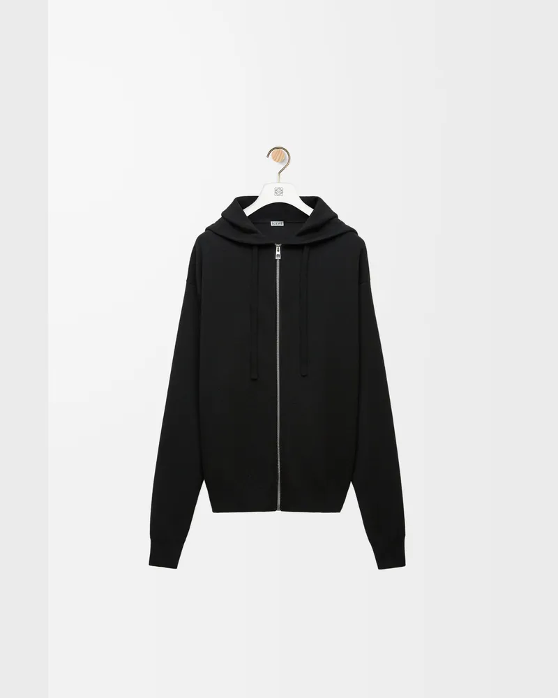 Loewe Anagram Zip-up Hoodie In Wool Size Hombre Black