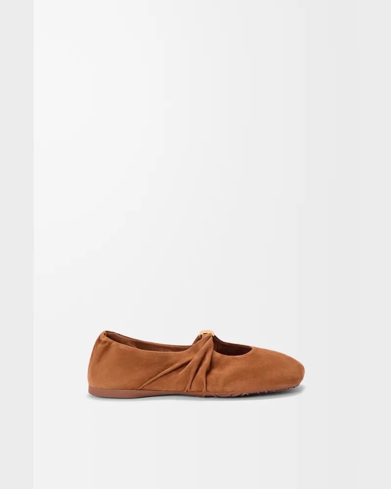Loewe Pebble Soft Ballerina In Suede Goatskin Size Mujer Tan