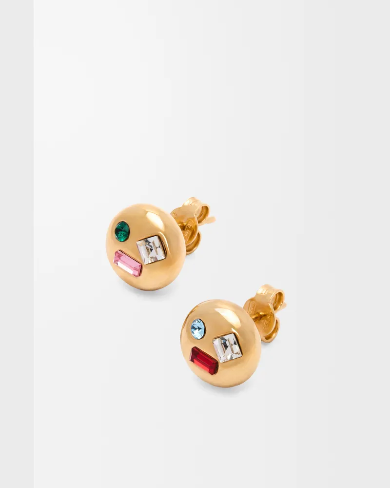 Loewe Anagram Pebble Earrings In Sterling Silver And Crystals Mujer Gold