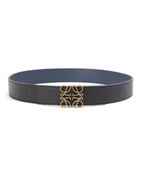 Loewe Luxury Reversible Anagram belt in soft grained calfskin and smooth calfskin Black