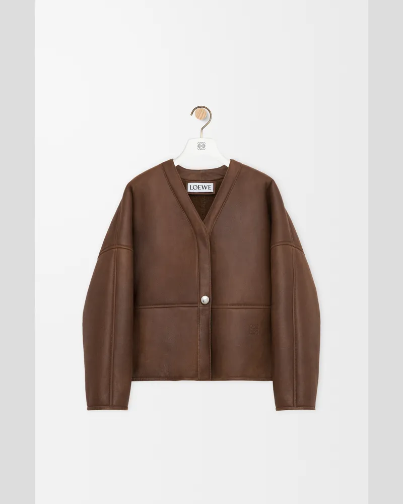 Loewe Pebble Cardigan In Shearling Size Mujer Khaki