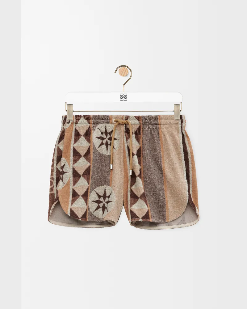 Loewe Shorts In Terry Cotton Jacquard Size Mujer Beige