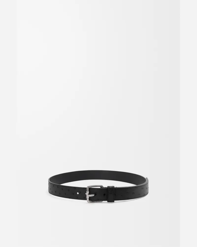 Loewe Roller Curve Belt In Ostrich Size Hombre Black