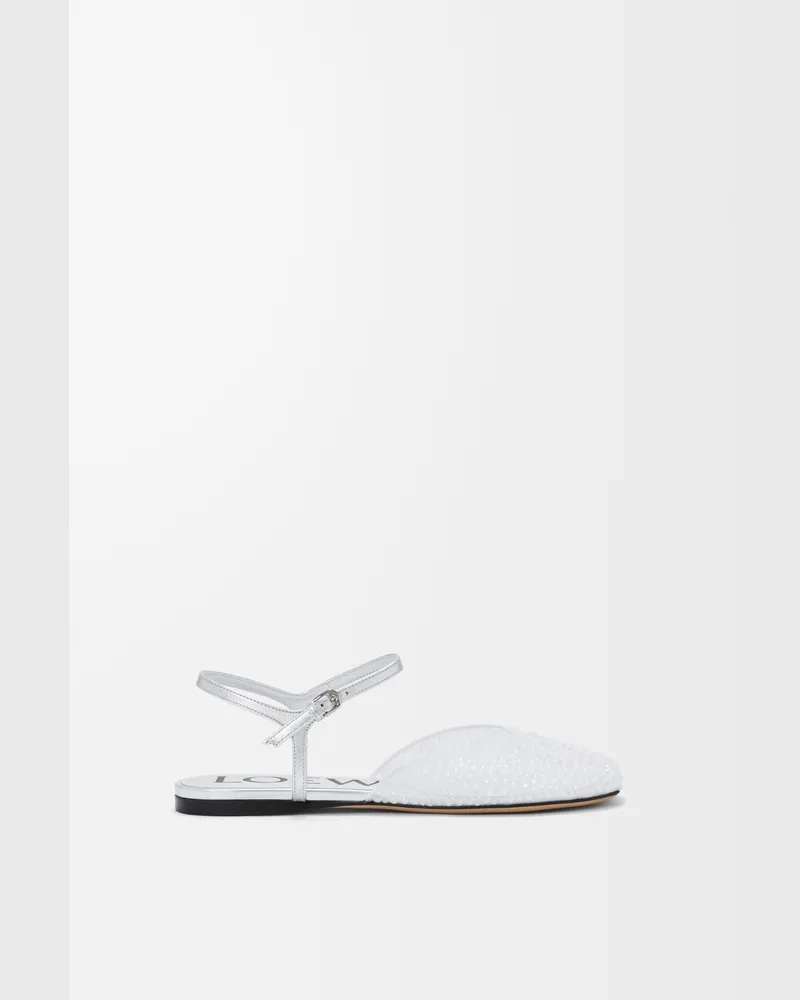 Loewe Toy Ankle Strap Ballerina In Embellished Mesh Size Mujer Transparent