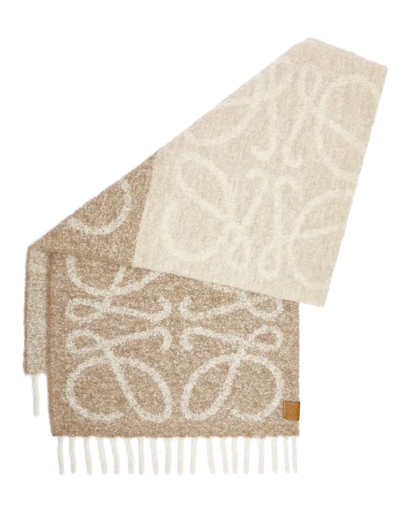 Loewe Luxury Anagram scarf in alpaca and wool Beige