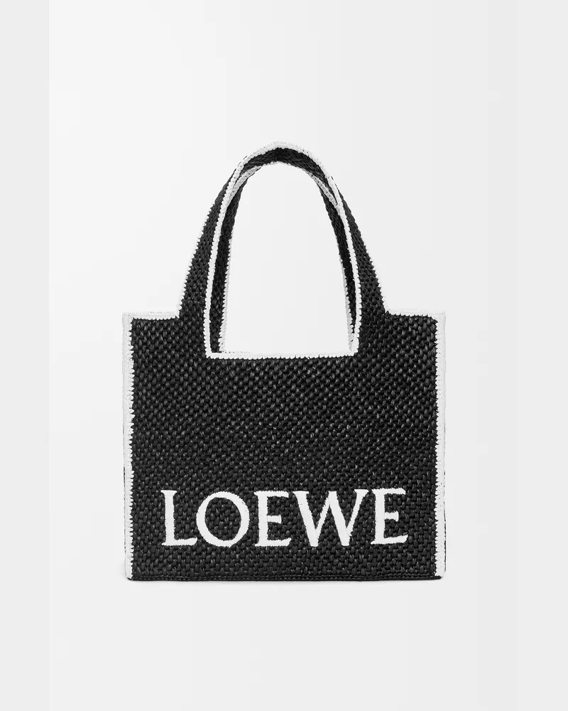 Loewe Large Loewe Font Tote In Raffia Mujer Black