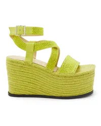 Loewe Luxury Petal espadrille platform in suede calfskin and rhinestones Lime