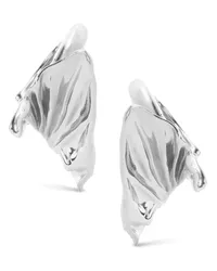 Loewe Luxury Pleated Fan hoop earrings in sterling silver Silver