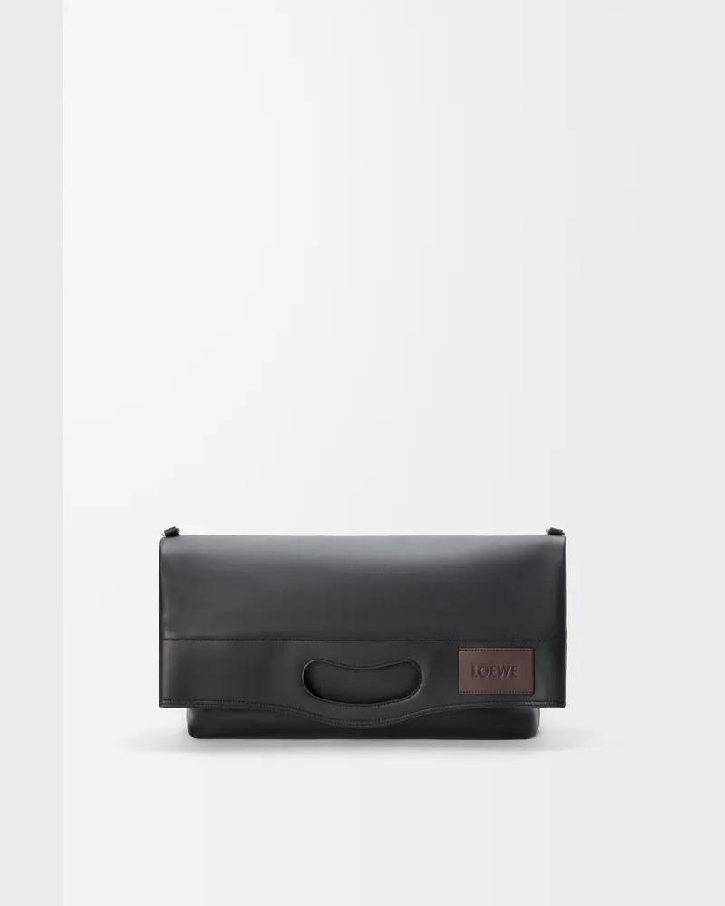 Loewe Bob Folded Tote In Shiny Supple Leather skin Hombre Black