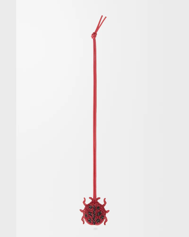 Loewe Ladybug Keyfob Charm In Beaded Leather Mujer Ruby