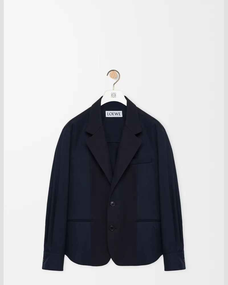 Loewe Hybrid Jacket In Cotton And Wool Size Hombre Navy