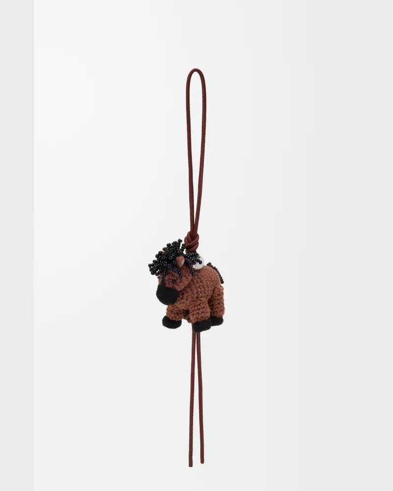 Loewe Horse Charm In Felt Mujer Chocolate