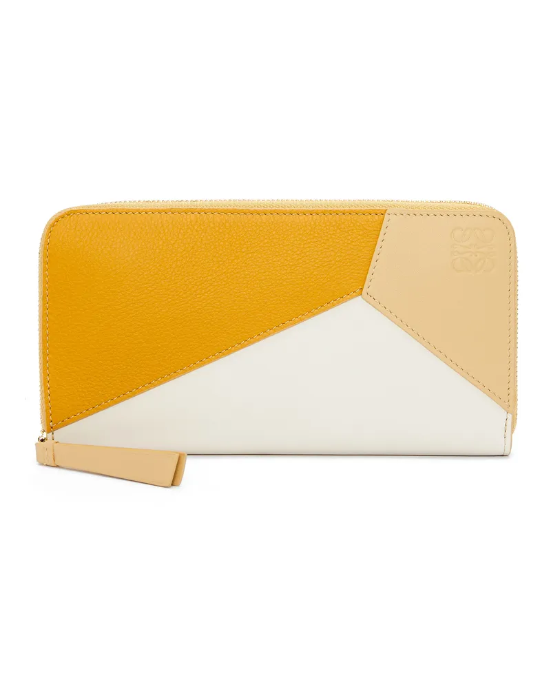 Loewe Luxury Puzzle Zip Around Wallet In Classic Calfskin Sunflower