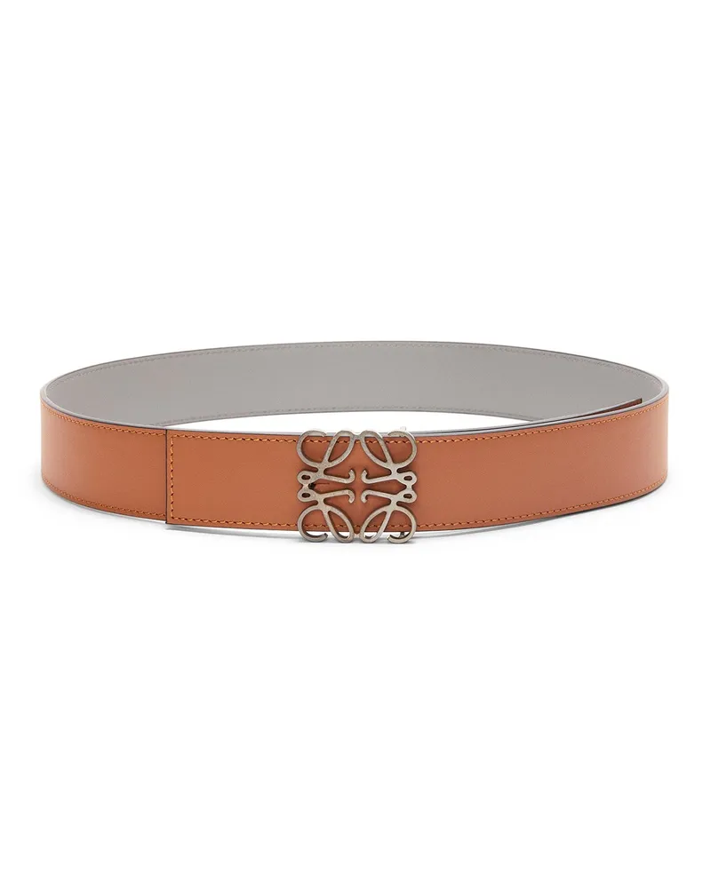 Loewe Luxury Reversible Anagram belt in smooth calfskin Tan