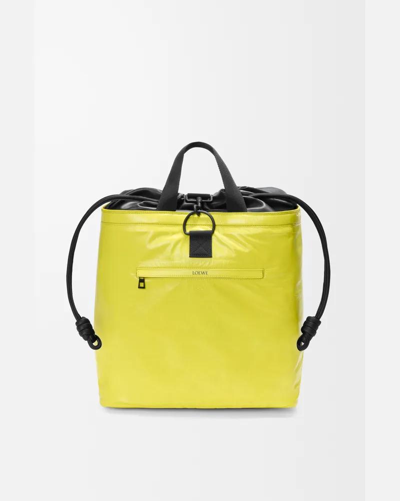 Loewe Squad Backpack In Paper Leather Hombre Lemon