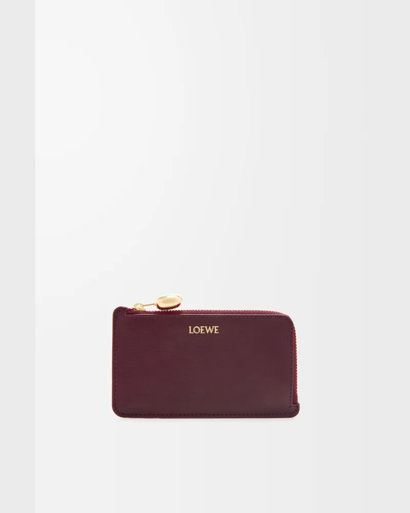 Loewe Pebble Coin Cardholder In Shiny Nappa Leather skin Mujer Burgundy