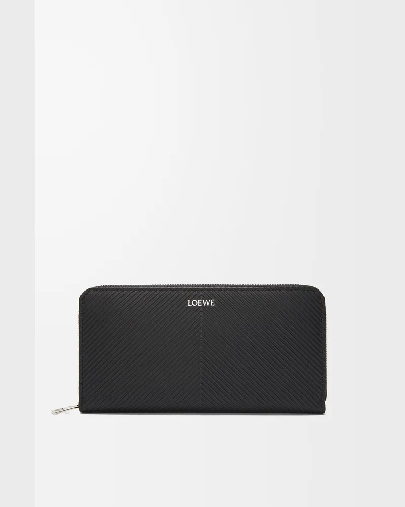 Loewe Zip Around Wallet In Textured Leather skin Hombre Black