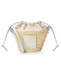 Loewe Luxury Drawstring bucket bag in palm leaf and calfskin Natural