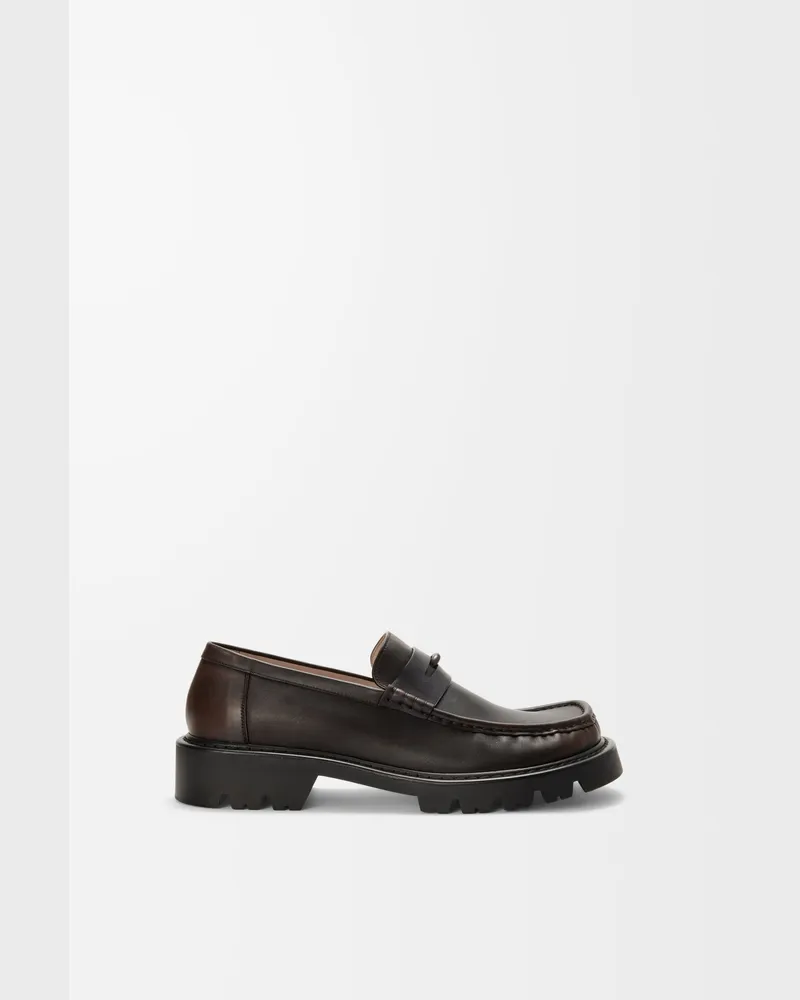 Loewe Sierra Loafer In Brushed-off Leather skin Size Hombre Dark