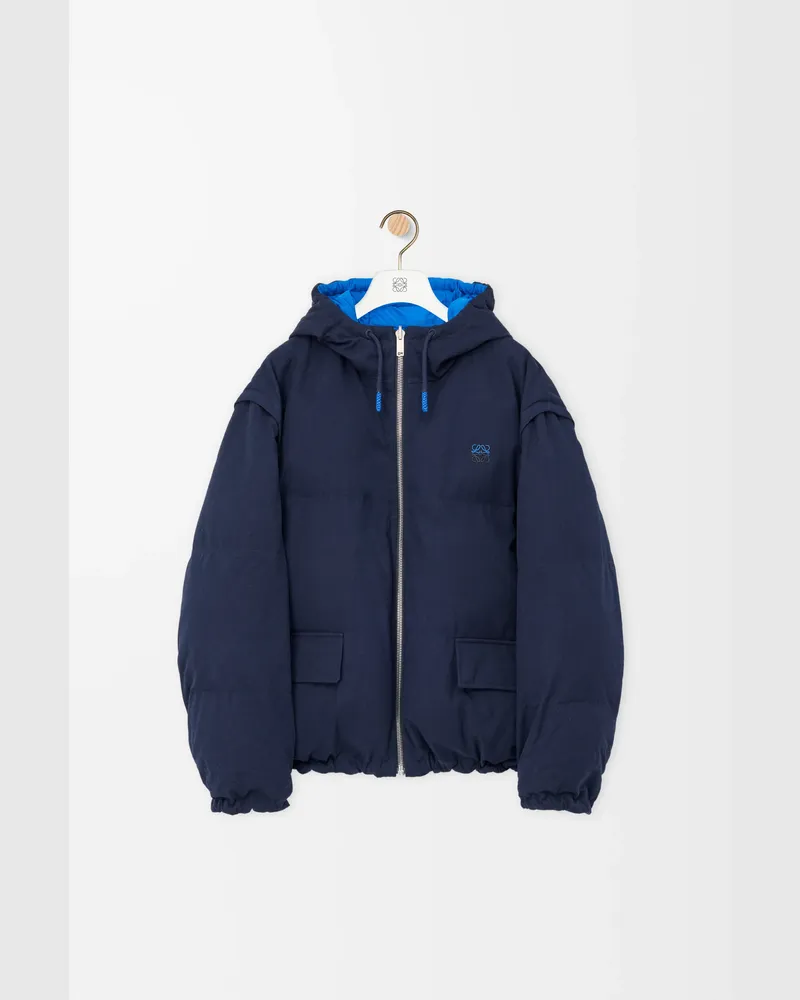 Loewe Puffer Jacket In Cotton & Technical Shell Size Hombre Navy