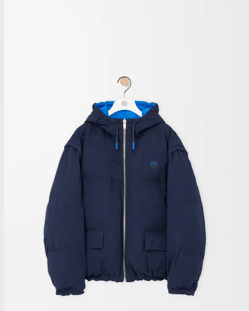 Loewe Puffer Jacket In Cotton & Technical Shell Size Hombre Navy
