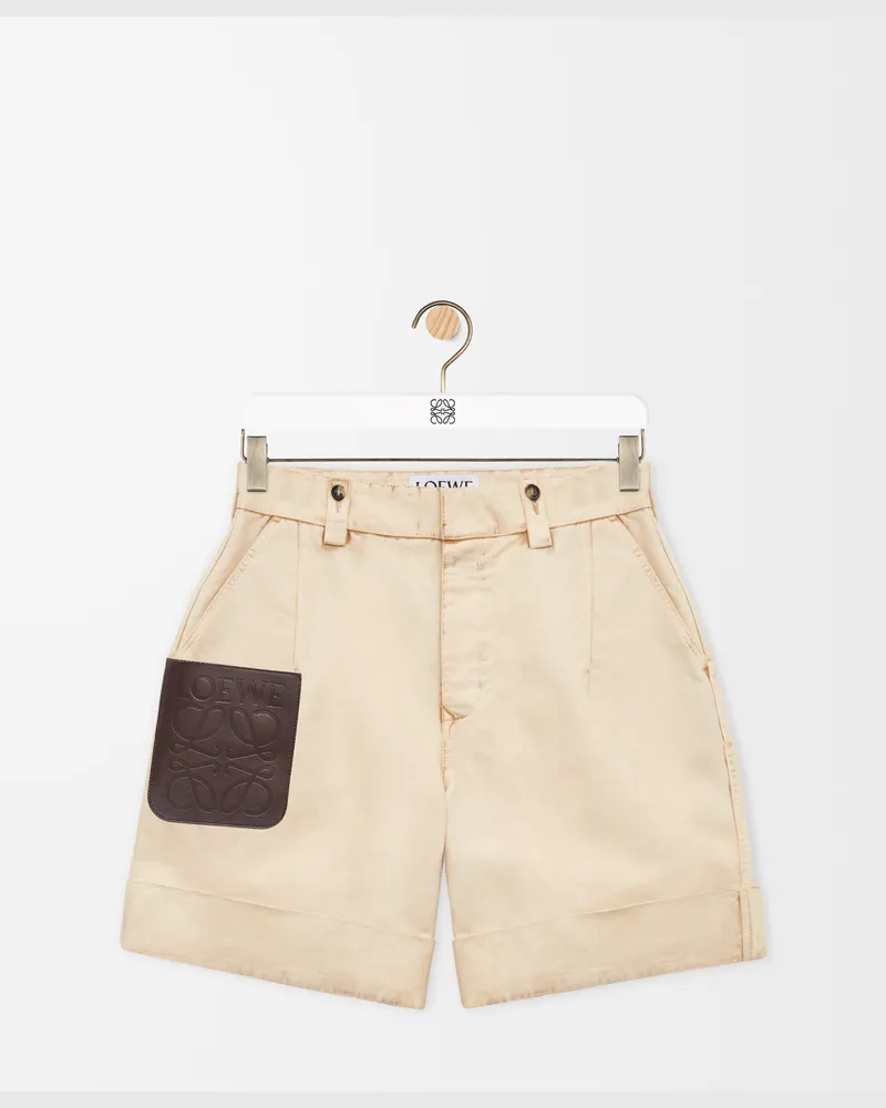 Loewe Turn-up Shorts In Cotton Size Hombre Beige