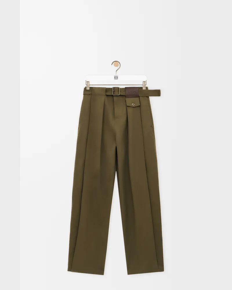 Loewe Trousers In Cotton And Silk Size Mujer Khaki