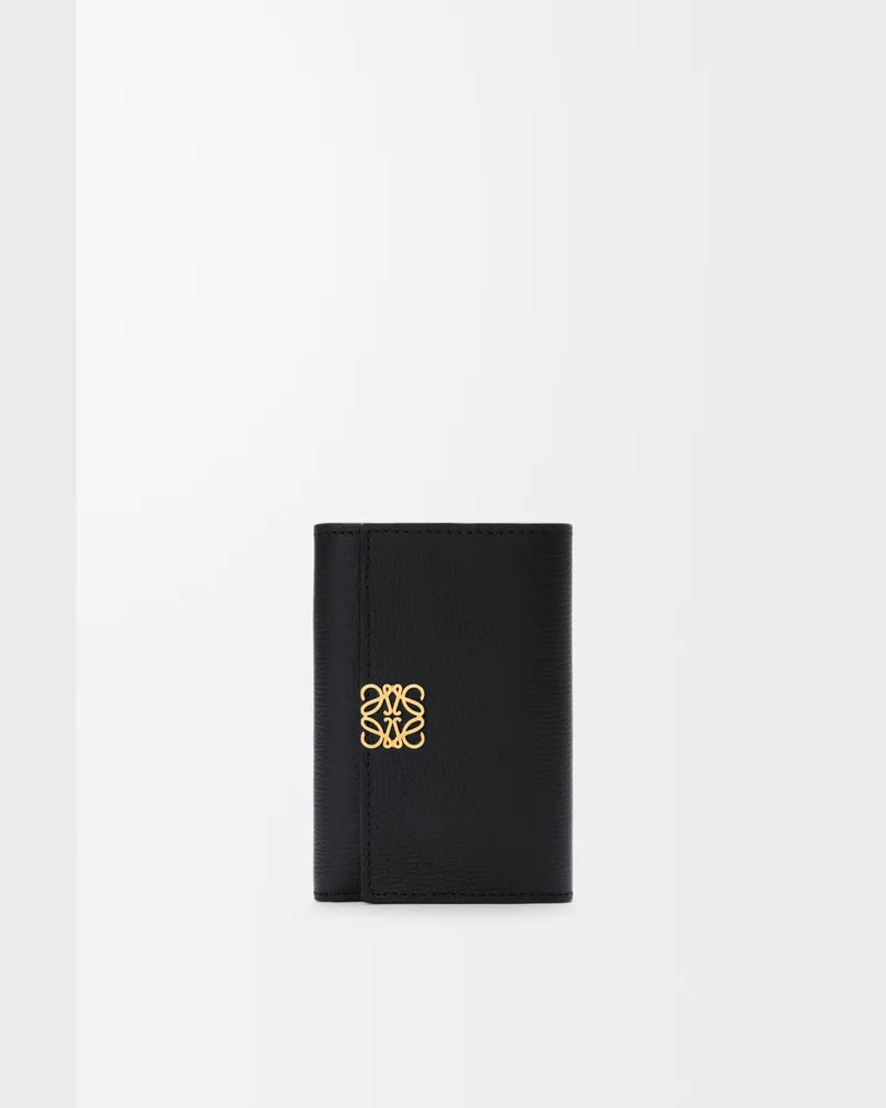 Loewe Anagram Small Vertical Wallet In Pebble Grained Leather skin Mujer Black