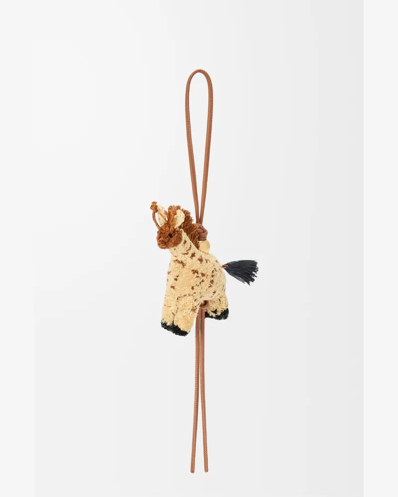Loewe Giraffe Charm In Raffia And Leather skin Mujer Brown