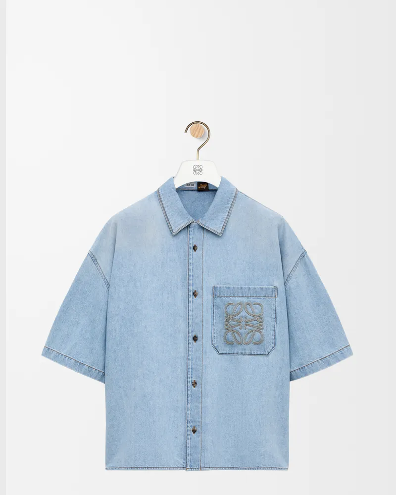 Loewe Short Sleeve Shirt In Denim Size Hombre Washed