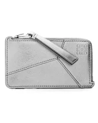 Loewe Luxury Puzzle coin cardholder in metallic calfskin Silver