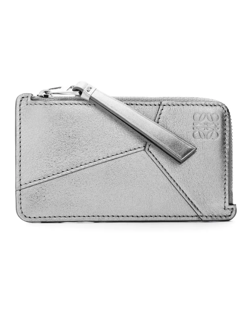 Loewe Luxury Puzzle coin cardholder in metallic calfskin Silver