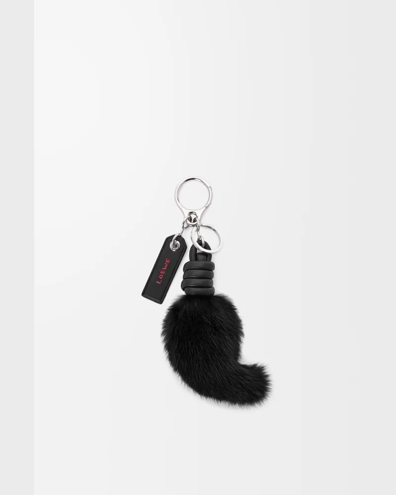 Loewe Lion Tail Charm In Mink And Leather skin Mujer Black