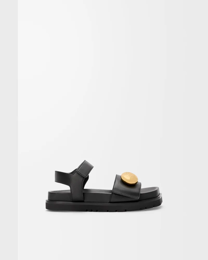 Loewe Pebble Fussbett Sandal In Soft Leather skin Size Mujer Black