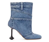 Luxury Toy ankle bootie in washed denim