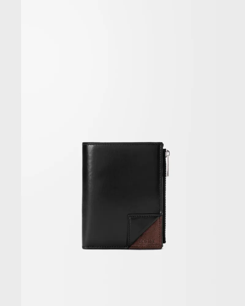 Loewe Switch Slim Compact Wallet In Supple Grained Leather skin And Suede Hombre Black