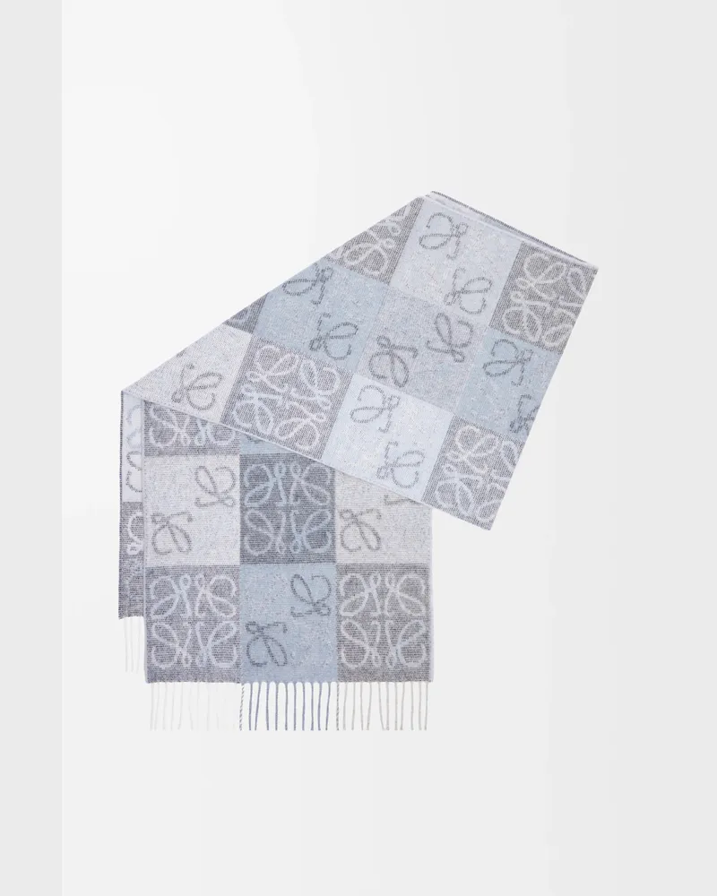 Loewe Scarf In Wool And Cashmere Mujer Blue