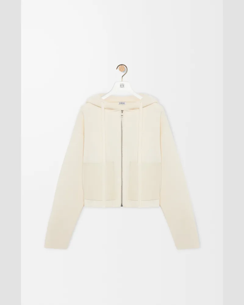 Loewe Zip-up Hoodie In Wool Size Mujer White