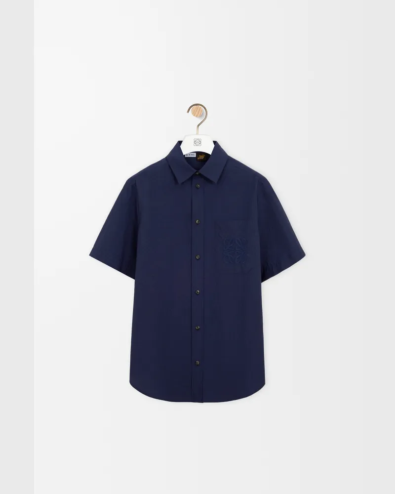 Loewe Short Sleeve Shirt In Cotton Blend Size Hombre Navy