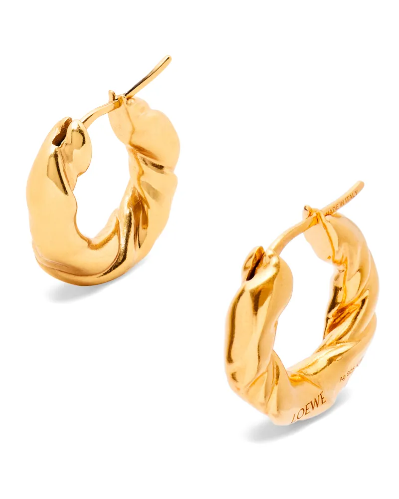 Loewe Luxury Small nappa twist hoops in sterling silver Gold