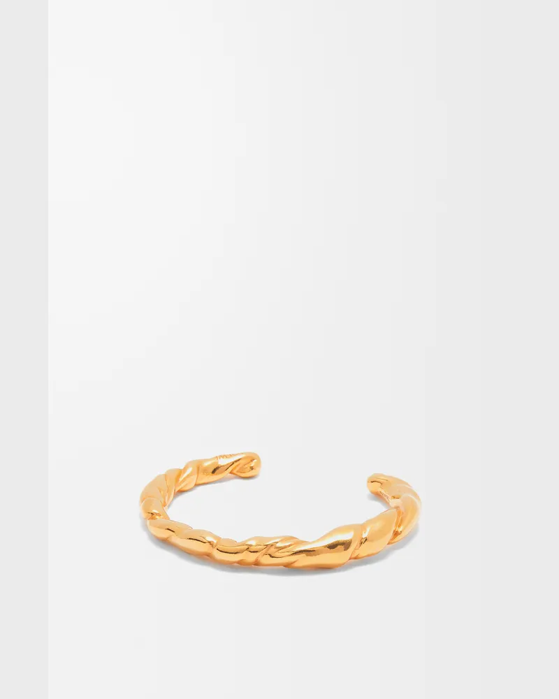 Loewe Thin Nappa Twist Cuff In Sterling Silver Size Mujer Gold