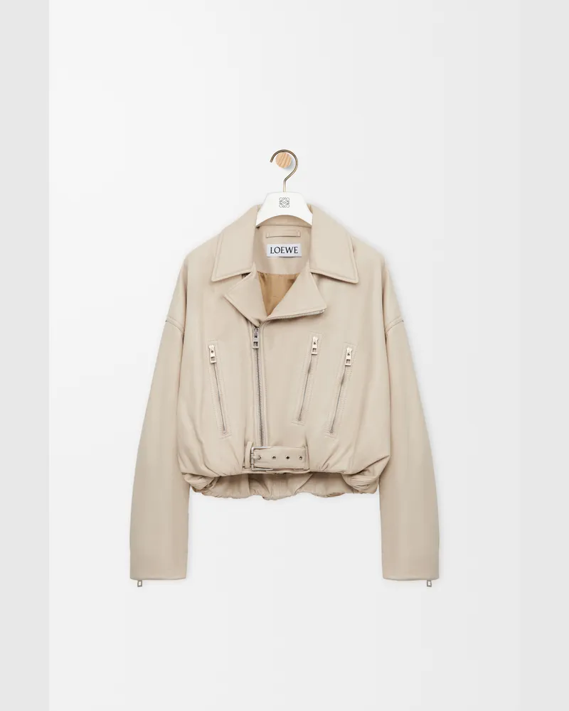 Loewe Biker Jacket In Nappa Lambskin Size Mujer Ecru
