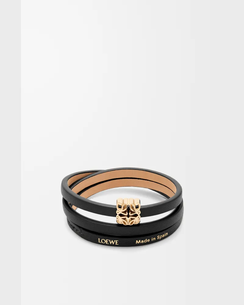 Loewe Anagram Bombé Twist Bracelet In Leather skin Size Mujer Black
