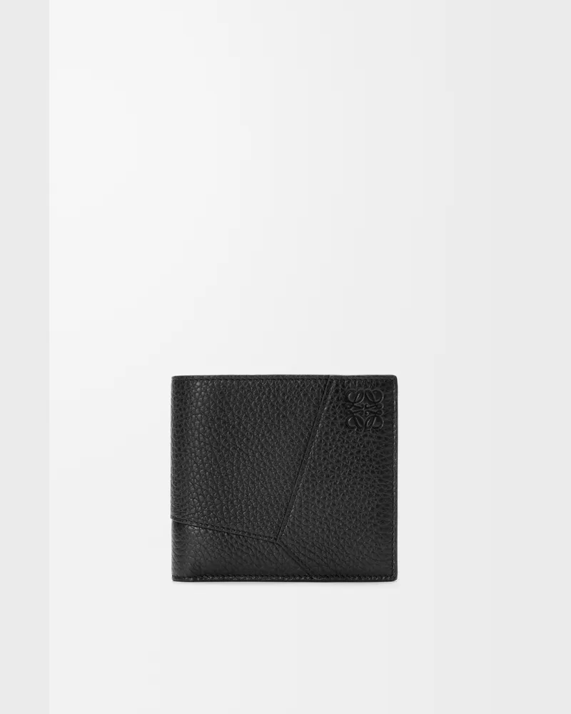 Loewe Puzzle Bifold Coin Wallet In Supple Grained Leather skin Hombre Black